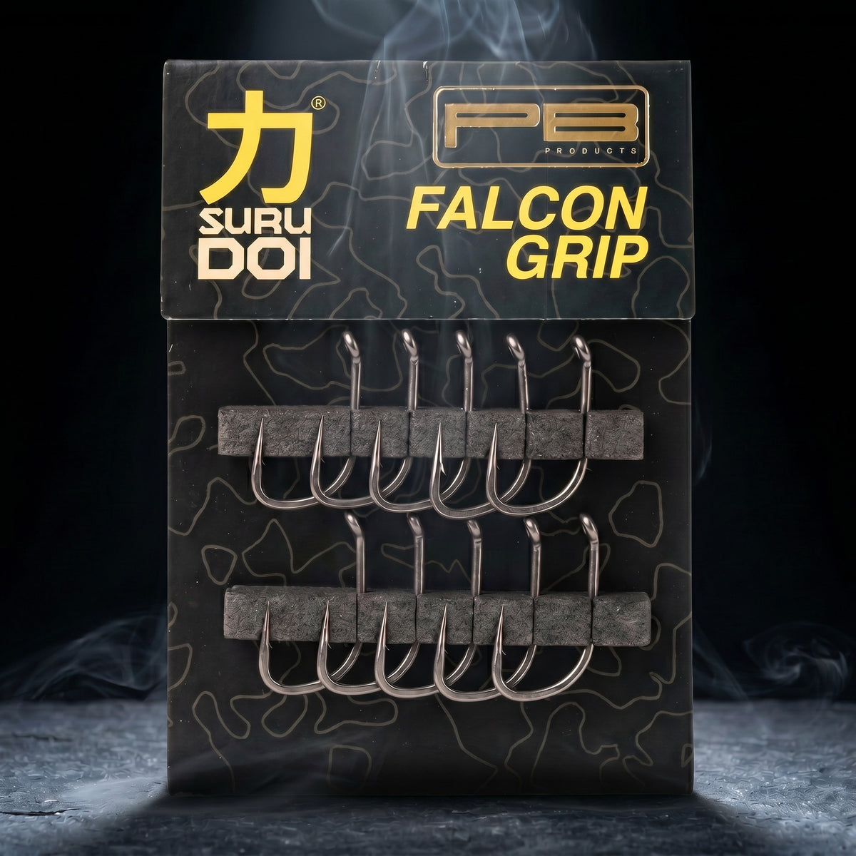 SURUDOI Falcon Grip micro barbed carp hooks, 10 pack retail packaging by PB Products